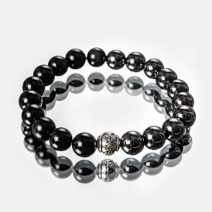 Black Obsidian and Hematite Bracelet