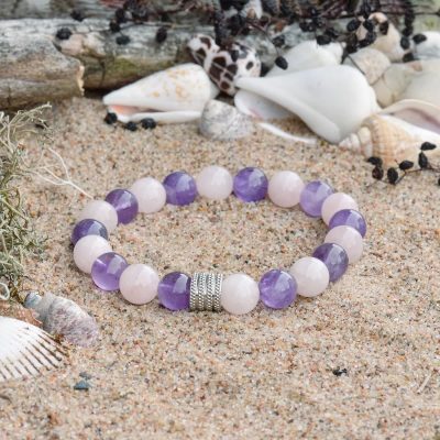 Náramek z ametystu a růženínu