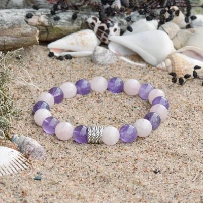 Náramek z ametystu a růženínu