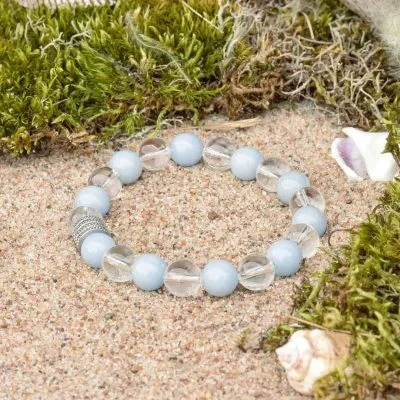 Náramek z angelitu a křišťálu