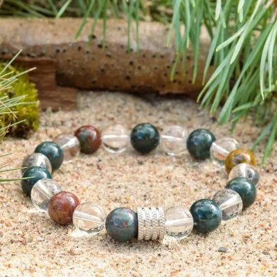 Náramek z heliotropu a křišťálu