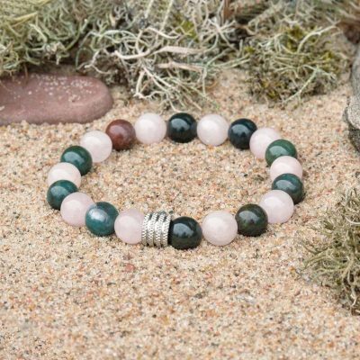 Náramek z heliotropu a růženínu