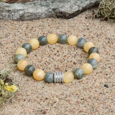 Náramek z kalcitu a labradoritu