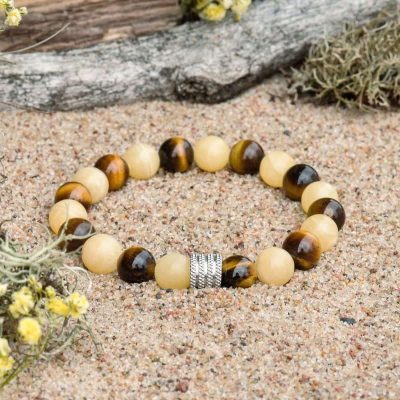 Náramek z kalcitu a tygřího oka