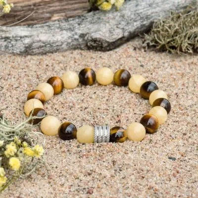 Náramek z kalcitu a tygřího oka