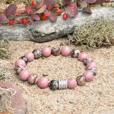 Náramek z rodochrozitu a rodonitu