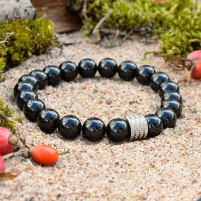 Náramek z černého turmalínu (skorylu)