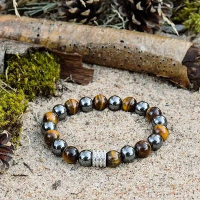 Náramek z Tygřího oka a Hematitu