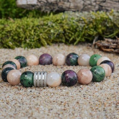 Náramek z anyolitu (zoisitu) a živce