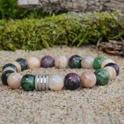 Náramek z anyolitu (zoisitu) a živce