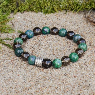 Náramek z chryzokolu a záhnědy