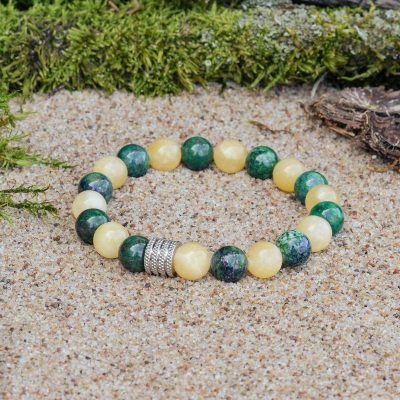 Náramek z chryzokolu a kalcitu