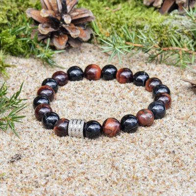 Náramek z černého achátu a tygřího železa