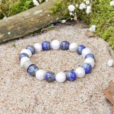 Náramek z perel a lazuritu